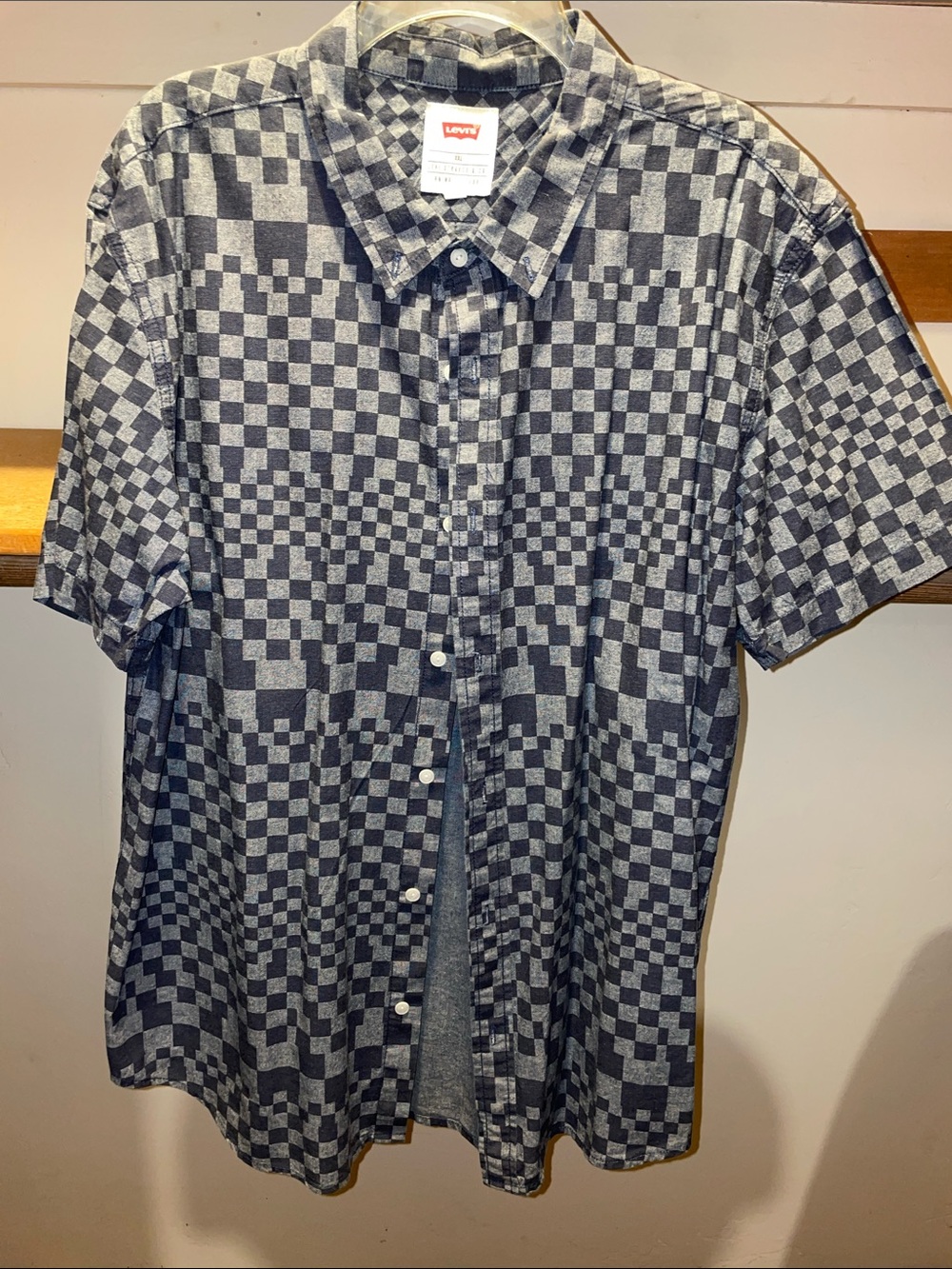 Levi's Men's Short Sleeve Checkerboard Button-Down Shirt - Blue & light Blue